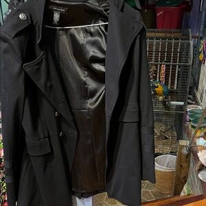 INC International Concepts Black Trench Coat